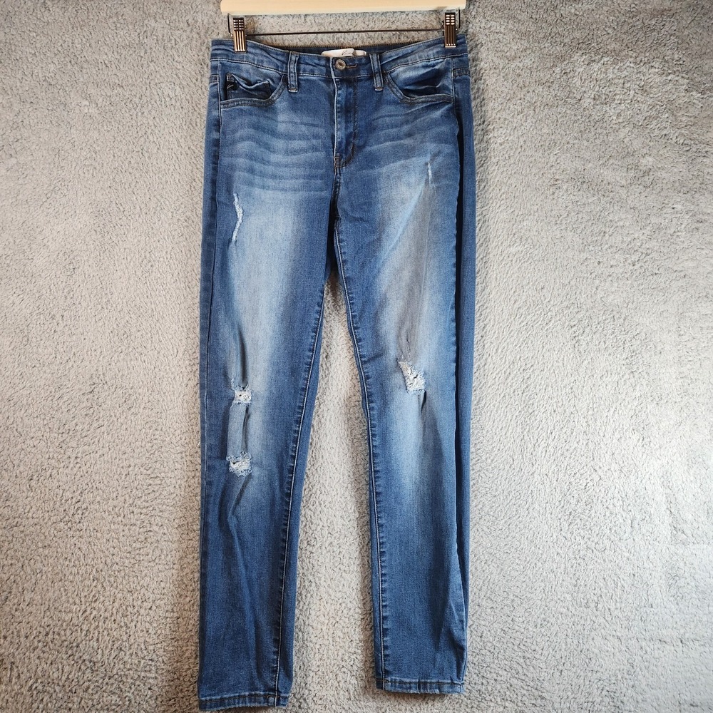 KanCan Los Angeles Jeans‎ Men's 29 Blue Denim Straight Leg Distressed Zip Fly
